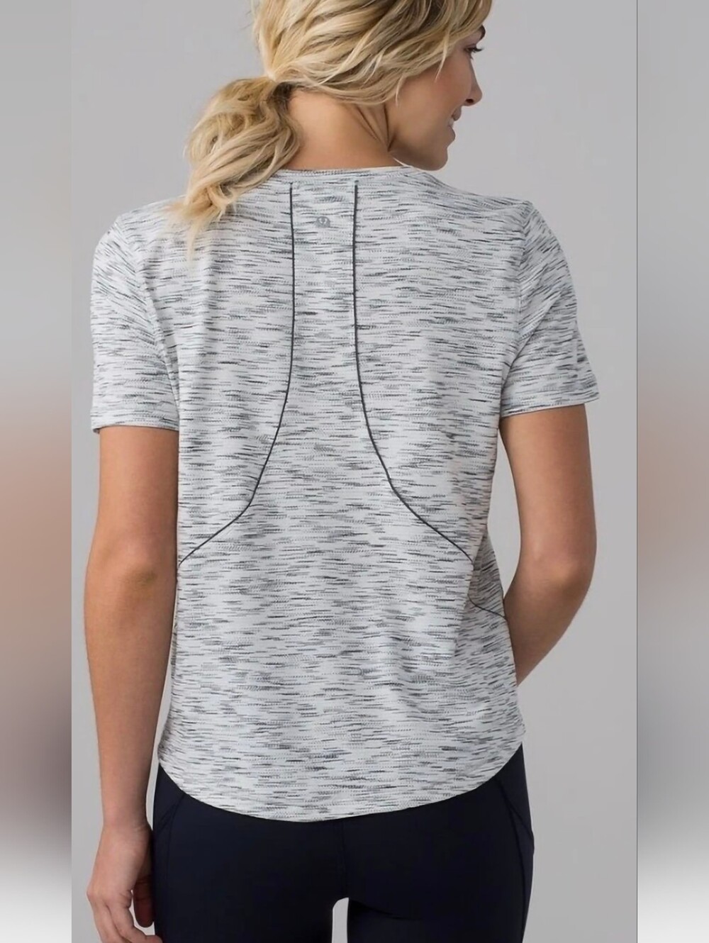Lululemon Long Distance Short Sleeve Tiger Space Dye Black White Tee Top! 8
